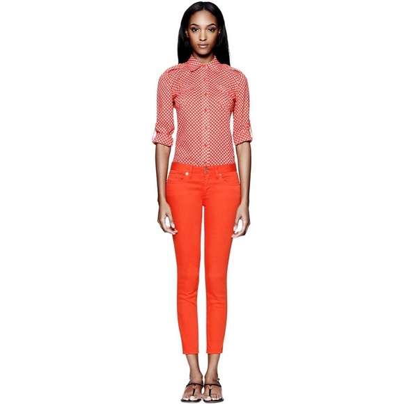 ⭐️ NWT- TORY BURCH ALEXA CROPPED SKINNY JEAN IN POPPY RED- size 30 - Picture 1 of 15